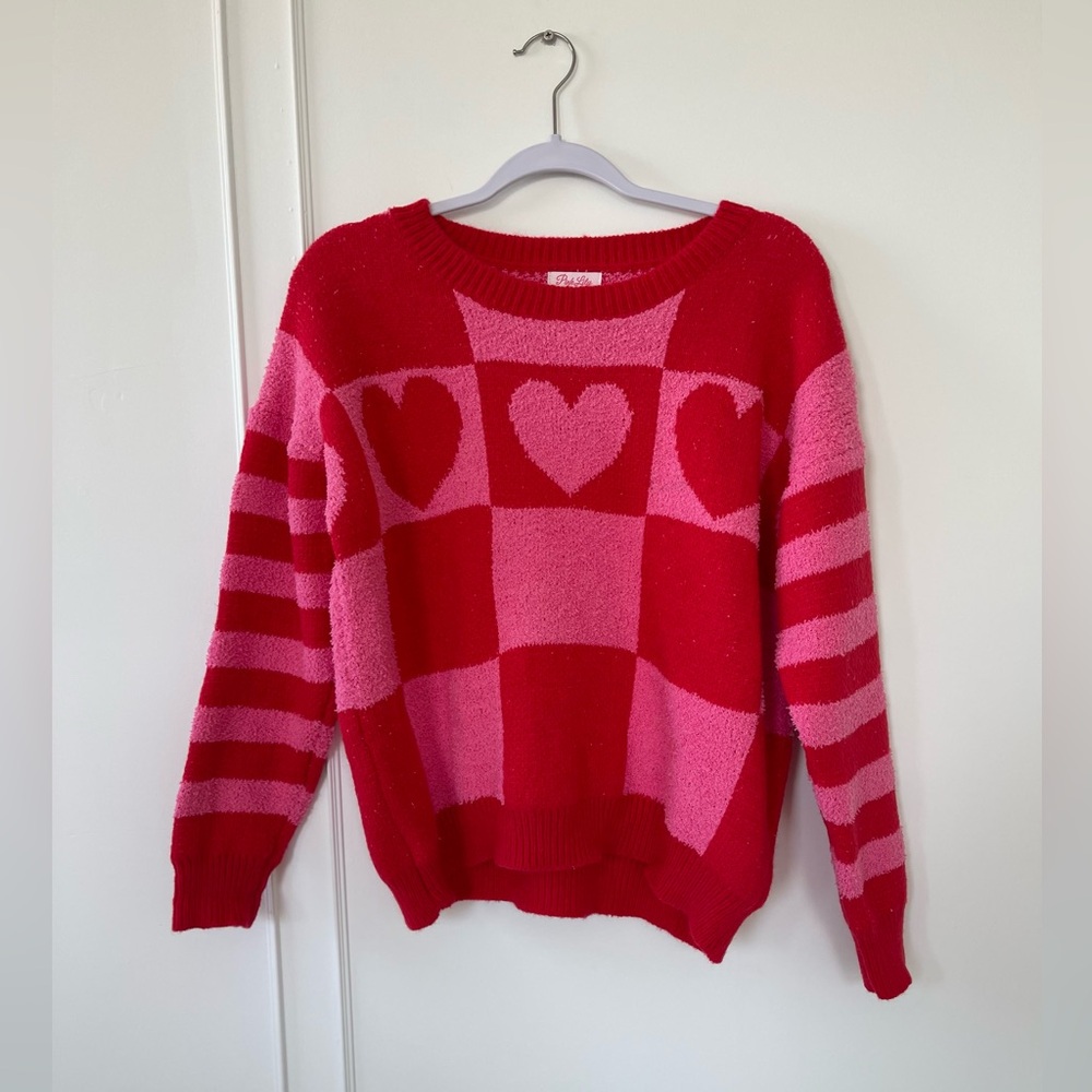 Pink Lilly Heart and Striped Sweater
